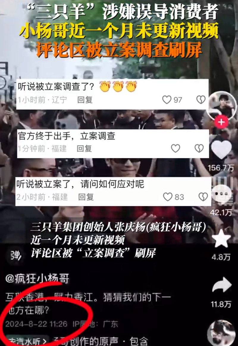 小杨哥评论区被立案调查刷屏，三只羊所有主播停播，墙倒众人推？(图6)