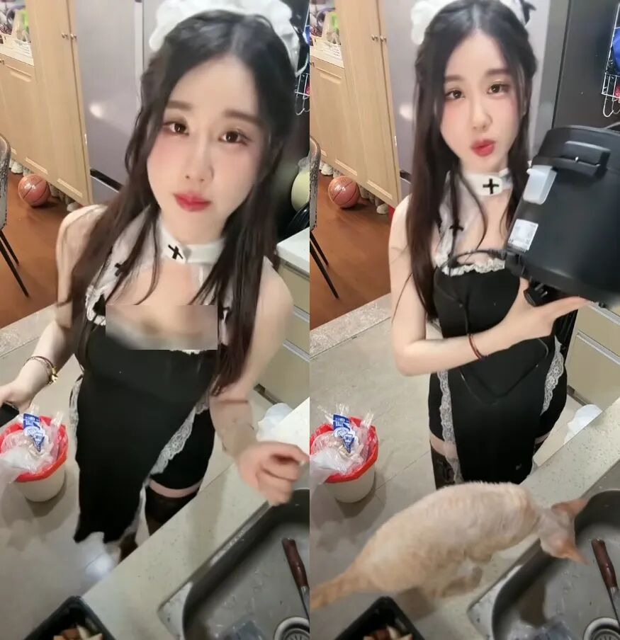 谁家做饭穿这样?轩子厨娘造型人气暴涨,“女友视角”遭大量举报(图4)