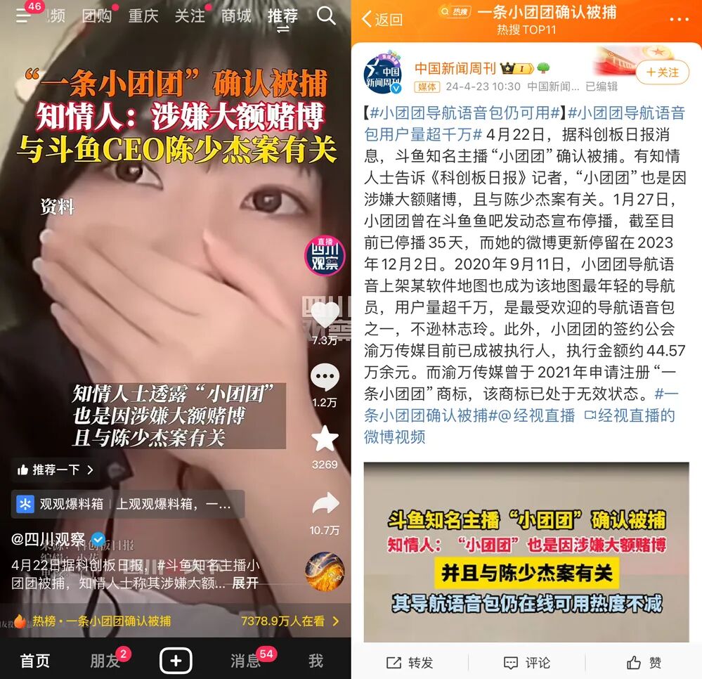 “一条小团团”已确认被捕?原因或是直播涉赌,粉丝仍坚信是造谣(图3)